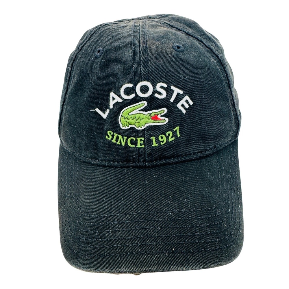 Lacoste Heritage Logo Hat Cap Mens OS Black Embroidered Strapback Hat Croc